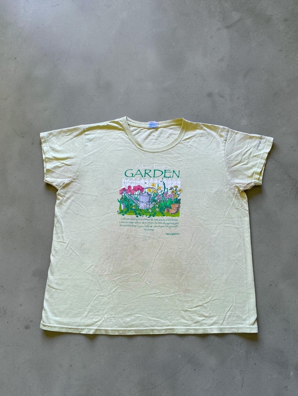 Vintage Womens Garden T Shirt XL Pale Green Saratoga Springs Nature Tee